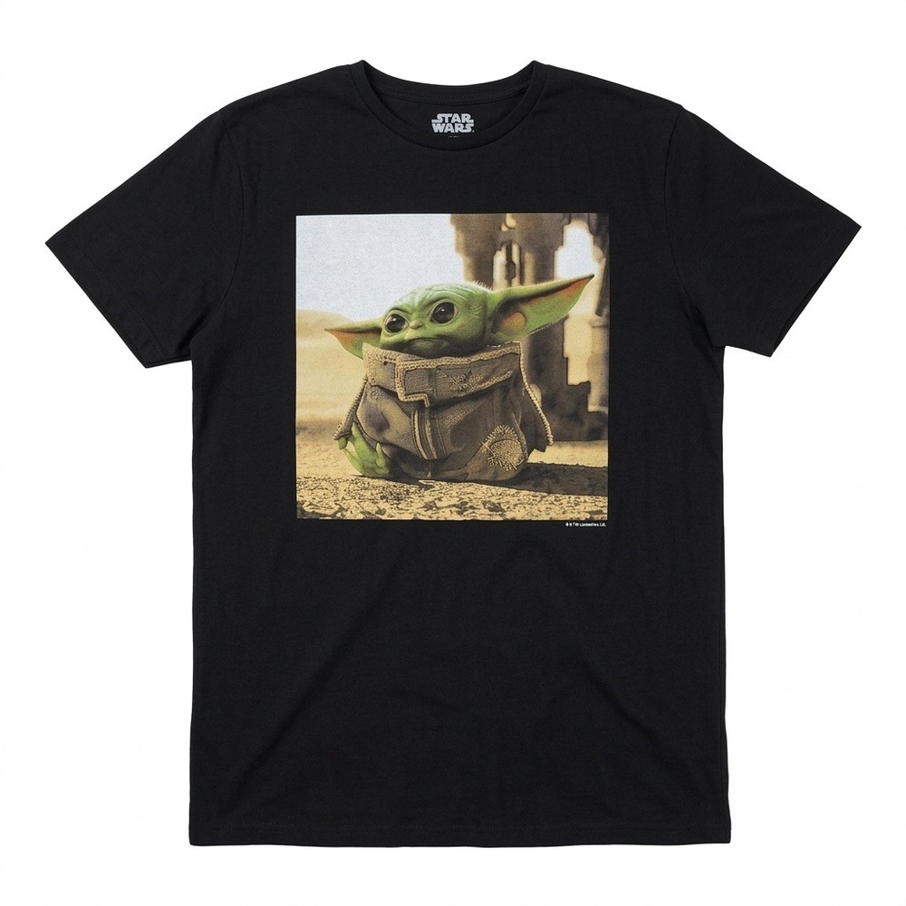 Star Wars Mandalorian Grogu Baby Yoda T-Shirt Black Mens L Fifth Sun Graphic Tee